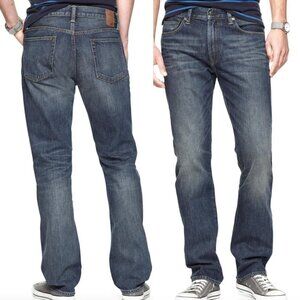 GAP Mens Straight Jeans Medium Wash Whiskered Straight Leg Jeans 34x30 W34 L30